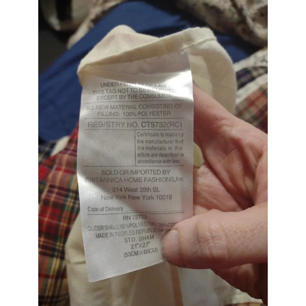 VTG JCPenney Home Collection Varsity Football Plaid‎ Pillow Sham 30x24 Unisex